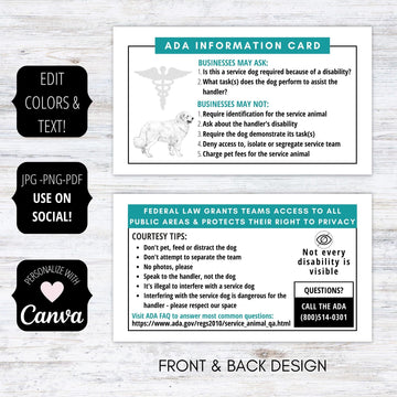 editable custom printable ADA law cards